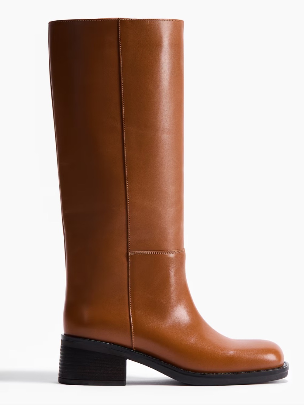H&M Classic Tall 100% Genuine Leather Boot in Cognac 8/8.5 39 Knee High Tall